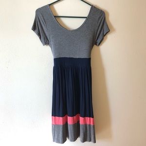 Pink Rose Petite Small Color Block Soft Dress